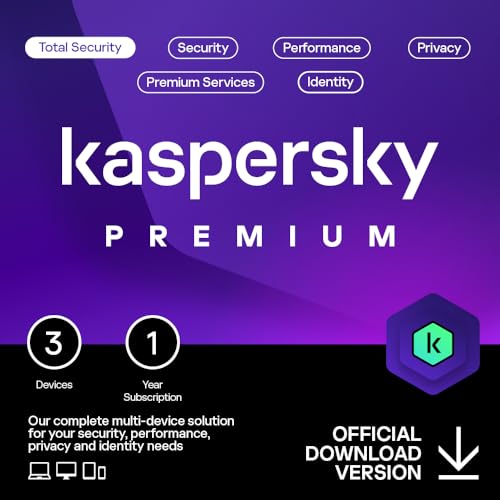 Kaspersky Premium Total Security 2024 | 3 Devices | 1 Year | Anti-Phishing and Firewall | Unlimited VPN | Password Manager | Parental Controls | 24/7 Support | PC/Mac/Mobile | Online Code
