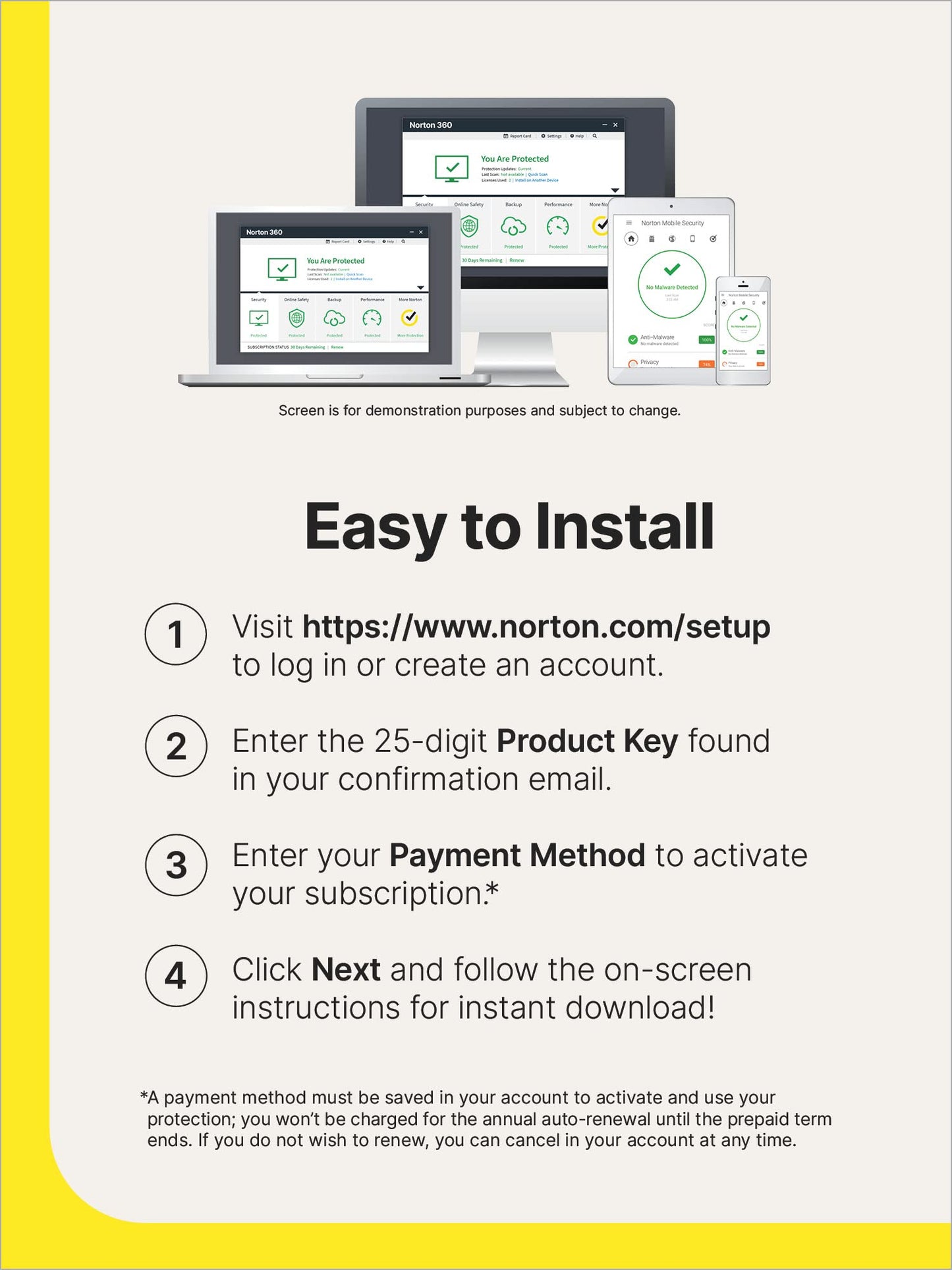 Norton 360 Standard 2024, Antivirus software for 1 Device with Auto Renewal – Includes VPN, PC Cloud Backup & Dark Web Monitoring [Key Card]